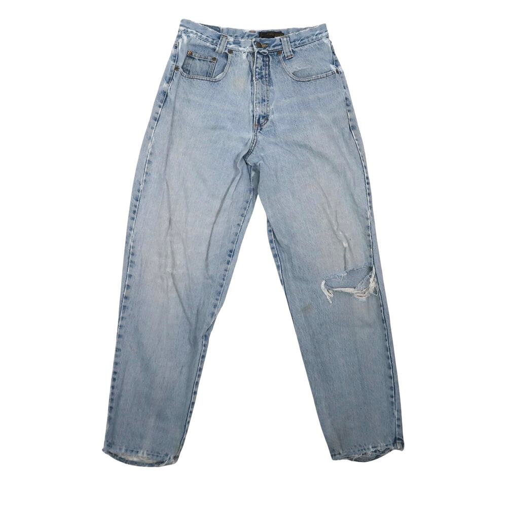 Vintage 90s Eddie Bauer Light Wash Blue Distressed Straight Leg Jeans 28"